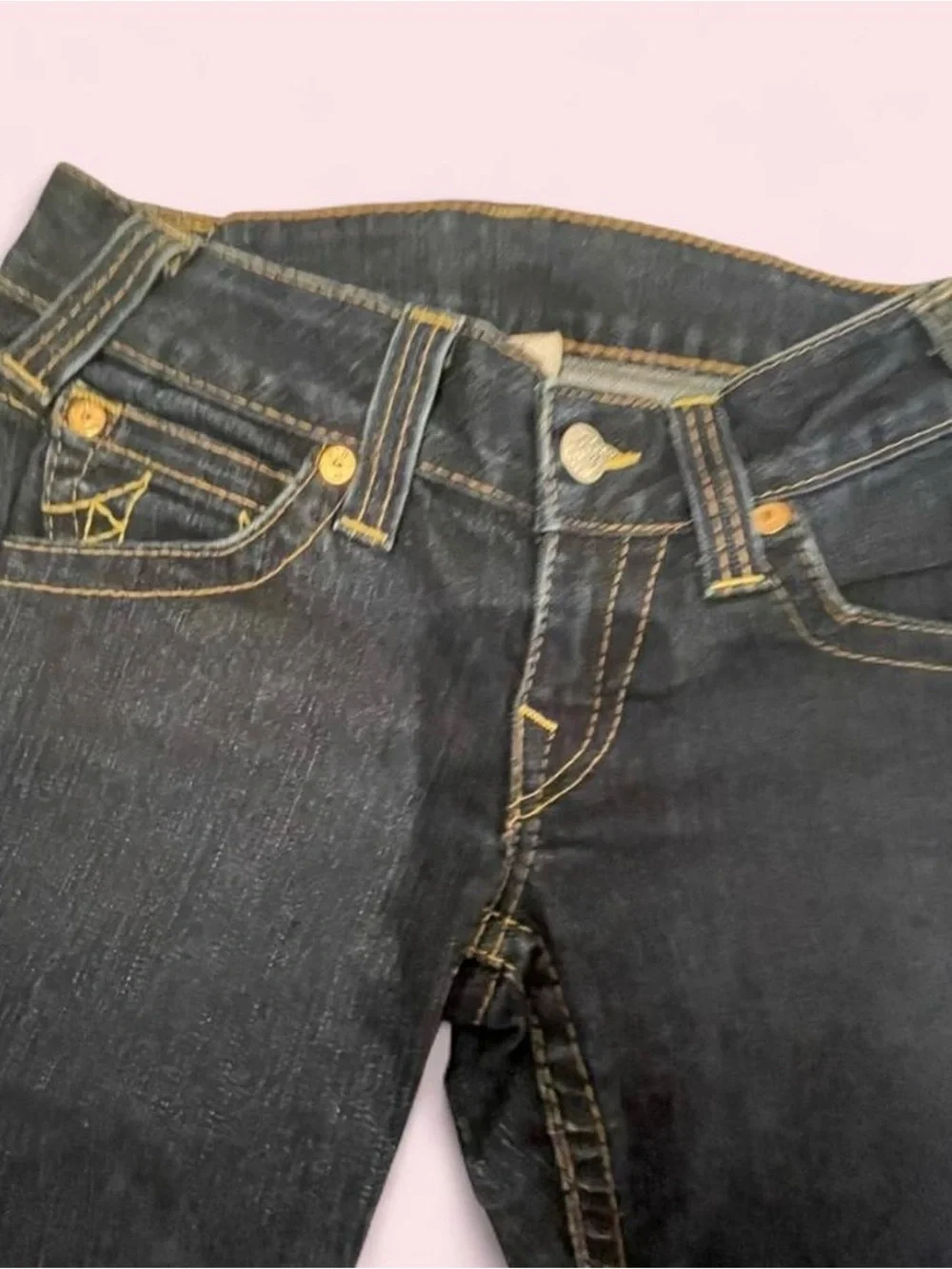 True Religion Dark Blue Straight Leg Jeans with Signature Back Stitch in size 29 - Picture 4 of 8